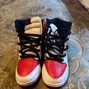 Kids Red and White High-Top Sneakers